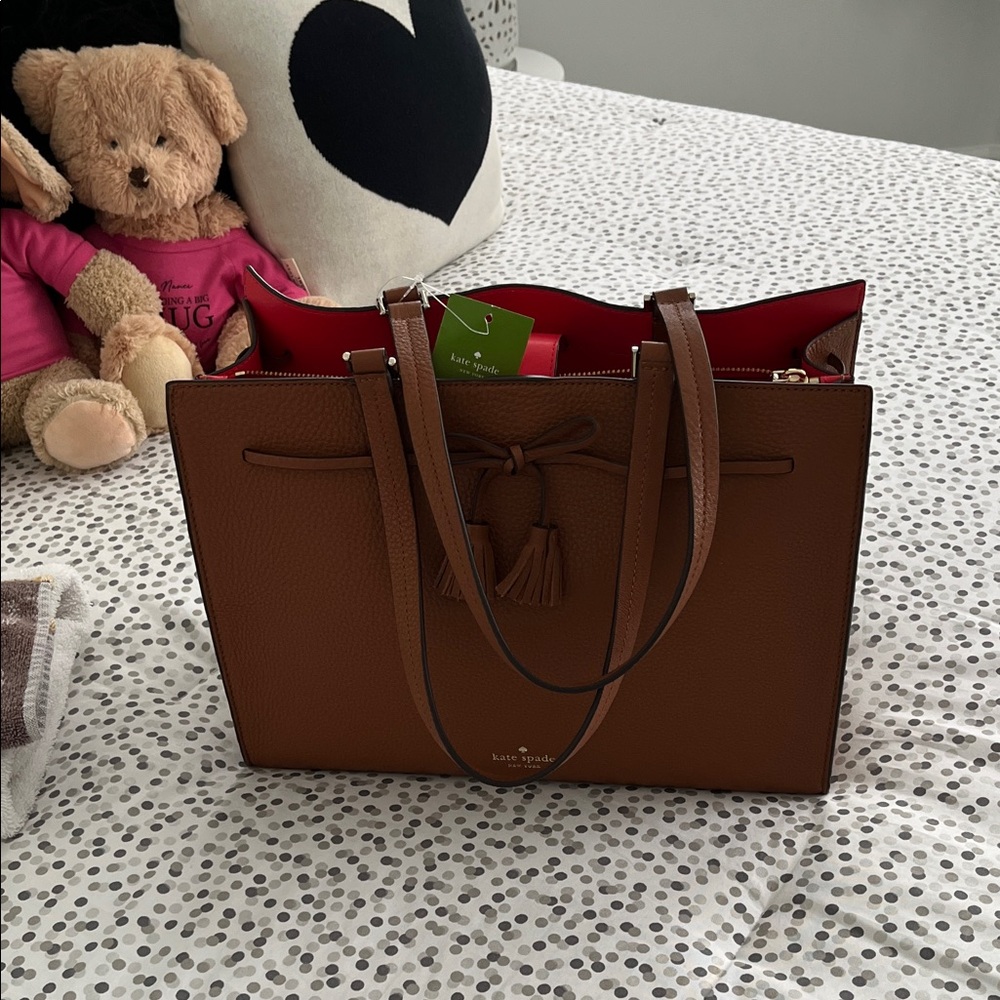 Kate Spade Brown Tote with Red Interior